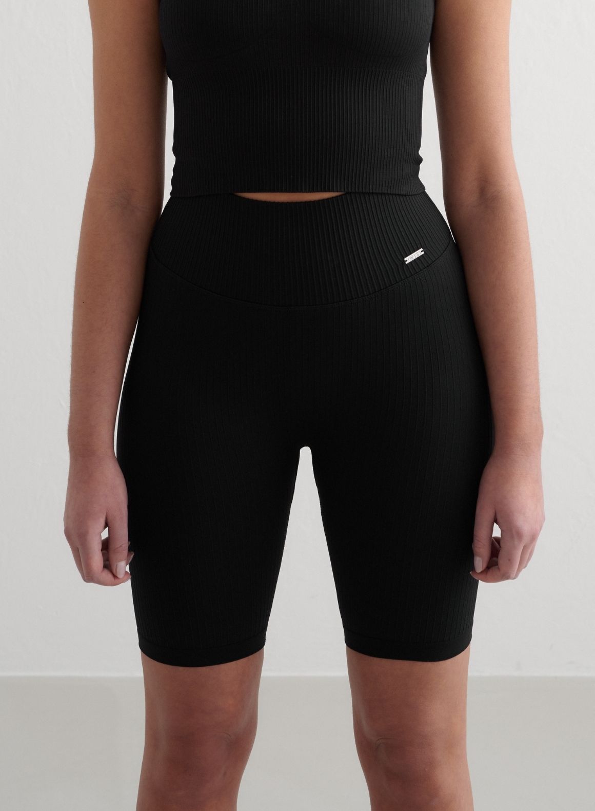 Co Activewear - Black Ribbed Seamless Biker Shorts fourth image